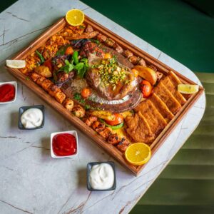 Mixed Grill Platter with Mezze and Fattoush Salad